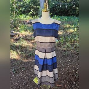 Danny‎ & Nicole Blue A-Line Midi Dress